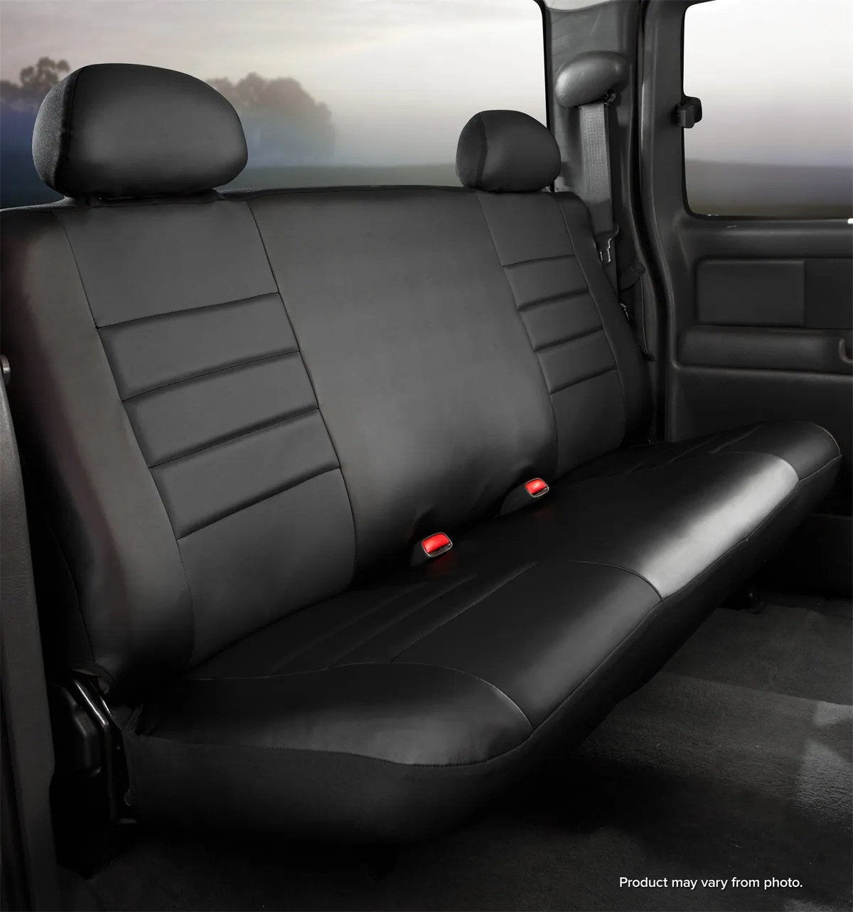 LeatherLite™ Custom Seat Cover; Bench Seat; Solid Black; product image