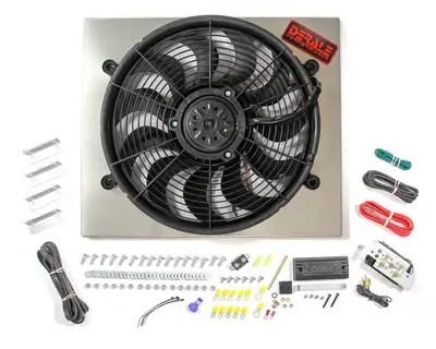 Derale Derale 66821 High Output Single 17 Electric RAD Fan/Alum Shroud Kit w/ PWM Controller