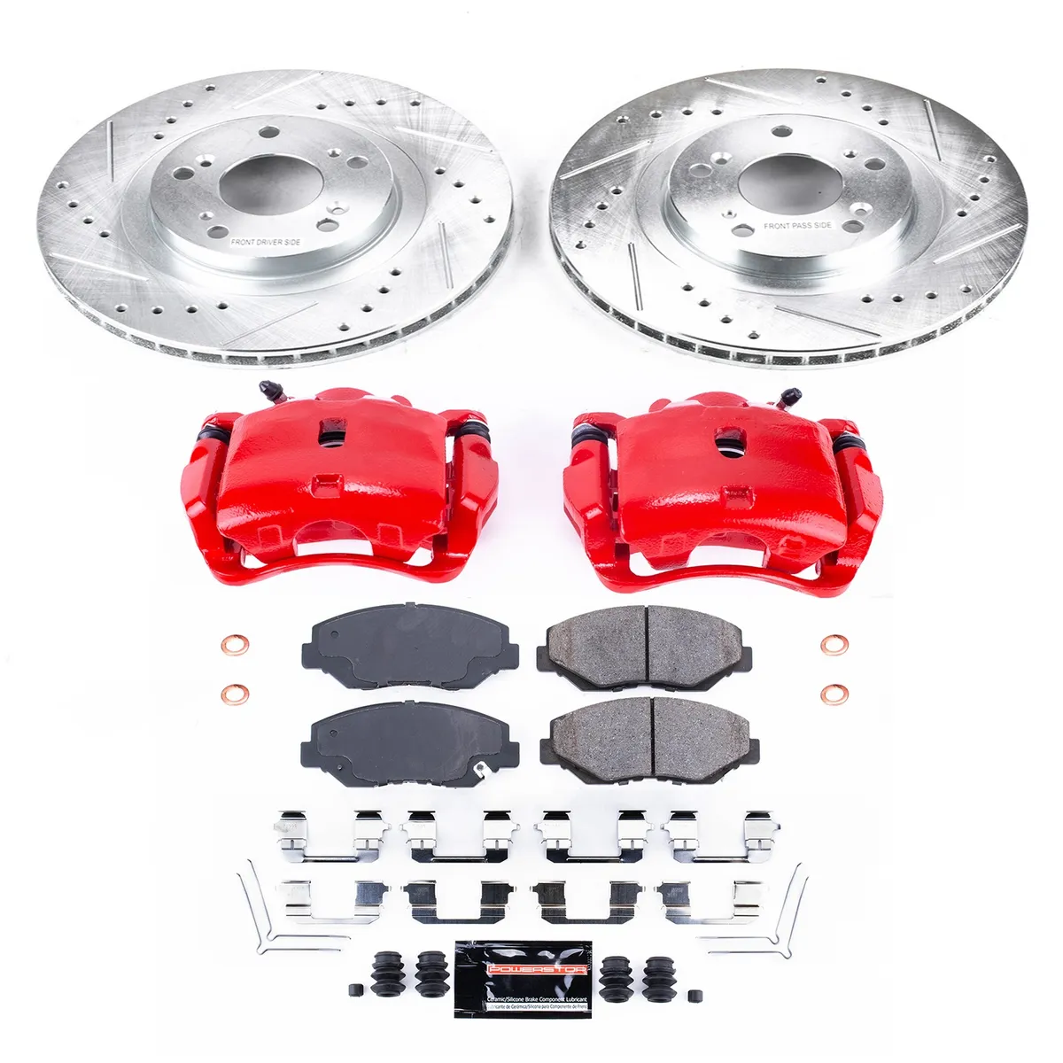 Z23 Evolution Sport Upgrade Kit: Drilled/Slotted Rotors; Carbon-Fiber Ceramic Pads; Powder Coated Calipers product image