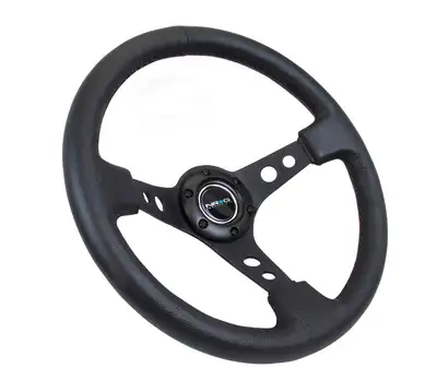NRG Innovations Steering Wheel 350mm 3in Dish Black Leather