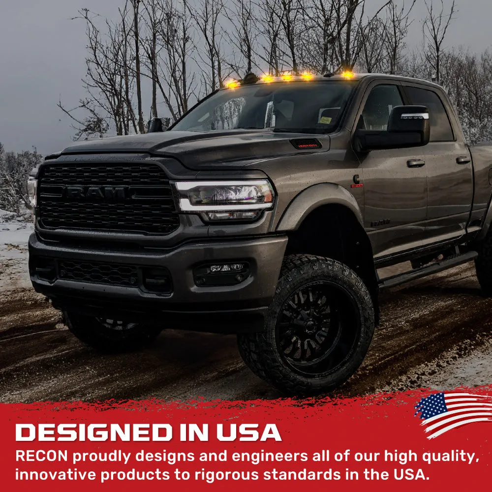Dodge 19-23 RAM Heavy-Duty 2500 3500 5-Piece Set Smoked Cab Roof Light Lens With 2-Way Forward Rear Facing Amber Ultra High-Power Leds - Attn Plug-N-Play Replacement For OEM Factory Installed Cab Roof Lights product image