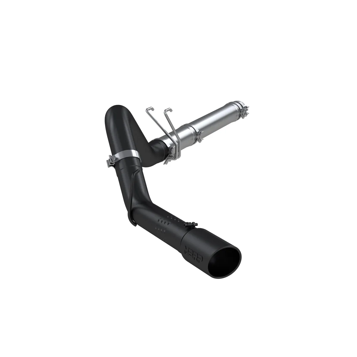 Armor BLK Filter Back Exhaust System; 4 in.; Incl. Adapter/Ext. Pipes/Over Axle Pipe/Tailpipe/Hardware/5 in. OD Tip; Single Side Exit; Black Coated; product image