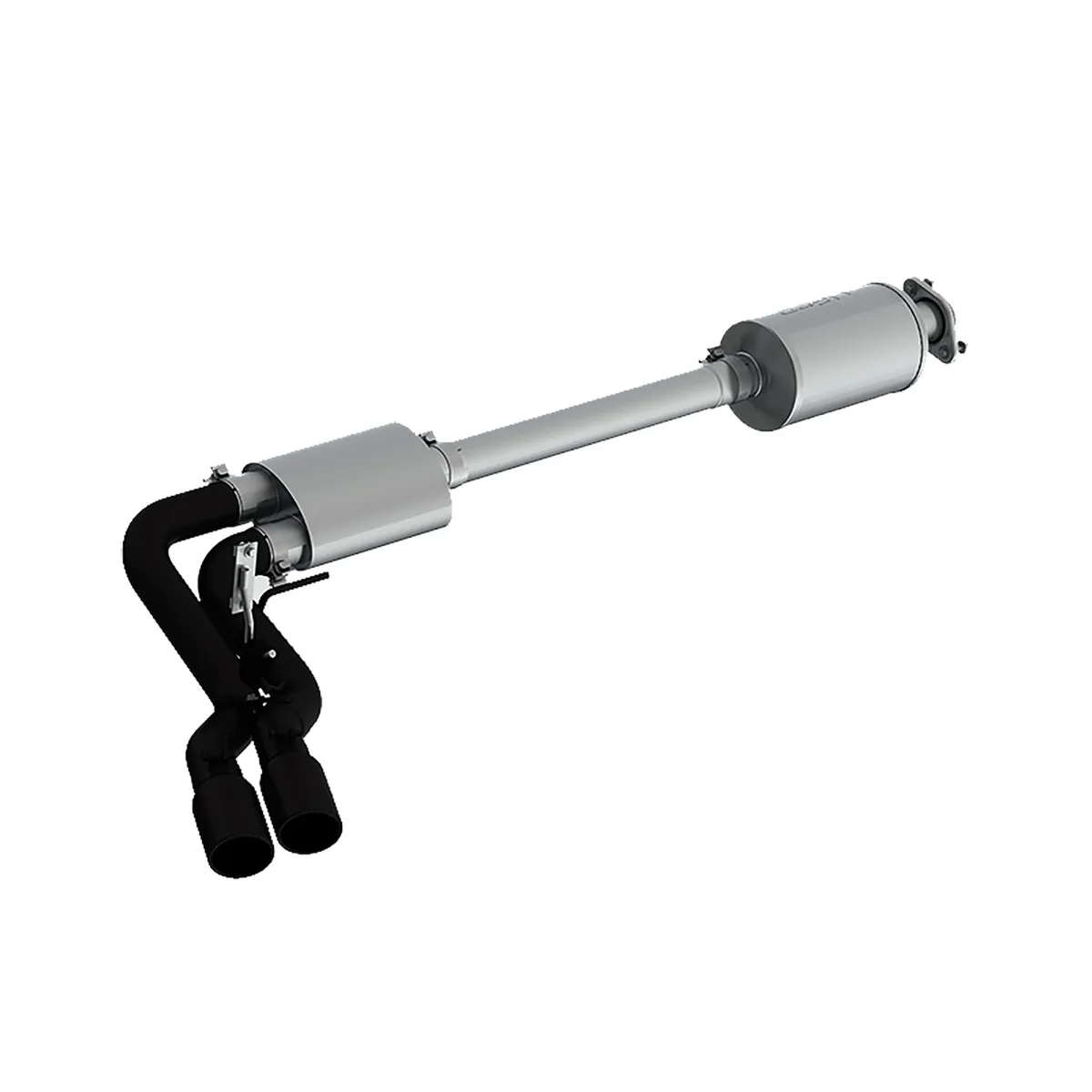Armor BLK Cat Back Exhaust System; 3 in.; Incl. Front Pipe/Ext. Pipe/Muffler/Tailpipe/Hardware/4 in. OD Tip; Pre-Axle Dual Outlet; Street Version; Black Coated; product image