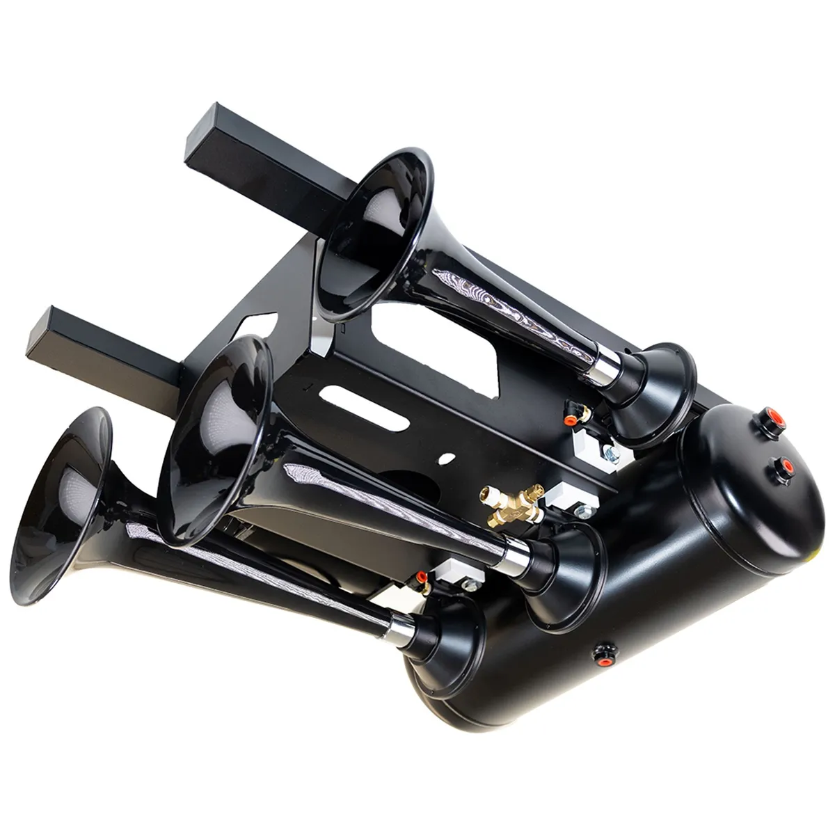 Spare Tire Kit w/Horns; Includes Triple Black Horns PN[230]/ 150 PSI Waterproof Air Compressor PN[6350RC]/ 3.0 Gallon Air Tank PN[6350RT]; product image