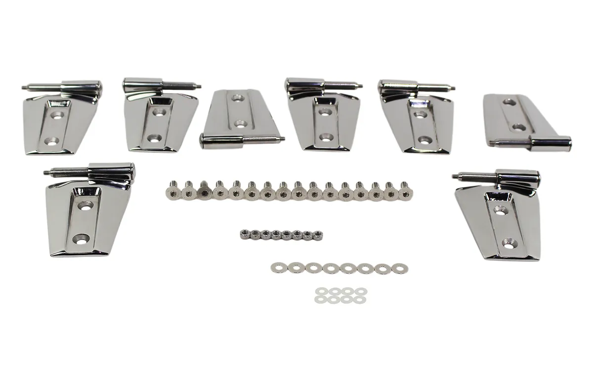 Jeep JK Door Hinge Set 8 Pieces 4 Door 07-18 Wrangler JK Polished Silver Kentrol product image