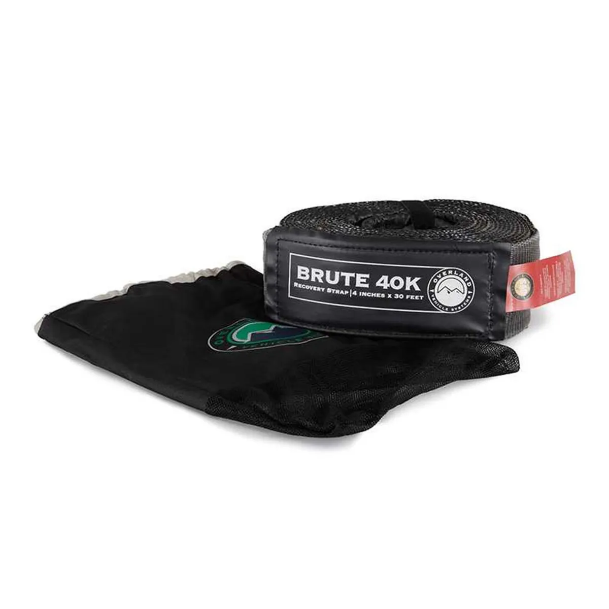 Overland Vehicle Systems Tow Strap 4in x 30ft - Gray w/ Black Ends - Storage Bag Included product image