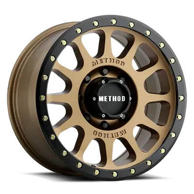Method Race Wheels Aluminum Wheels 18x9 NV HD MR305 Bolt Pattern 8 On 170 Offset 18 Lip Size 1.38 Method Bronze BRZ Black Street Loc Method