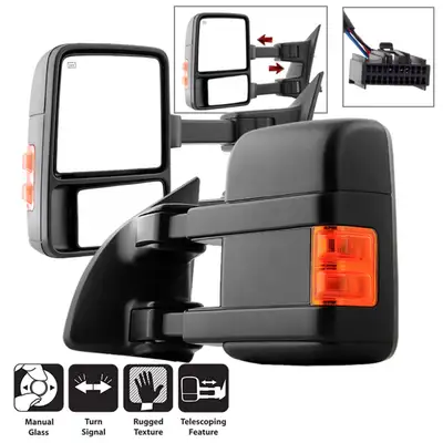 Spyder Auto XTune Door Mirror Set; Left And Right; Manual Extendable; Manual Adjust; w/LED Signal; Amber;