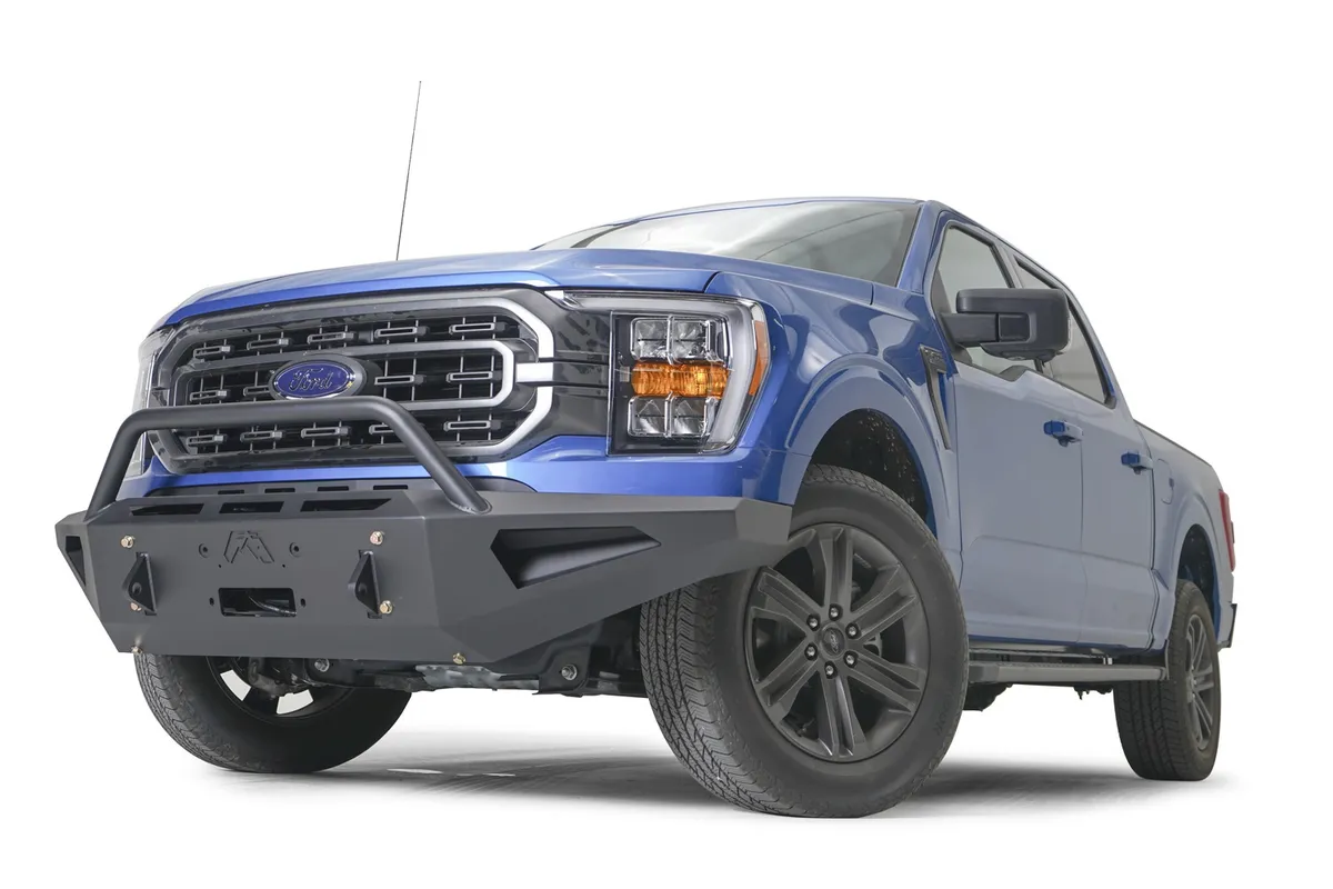 Red Steel Front Bumper; Hold Up 12000 lbs. Winch; 11 Gauge Steel; 1/4 in. Winch Tray; Black Powder; 130 lbs. Weight; product image