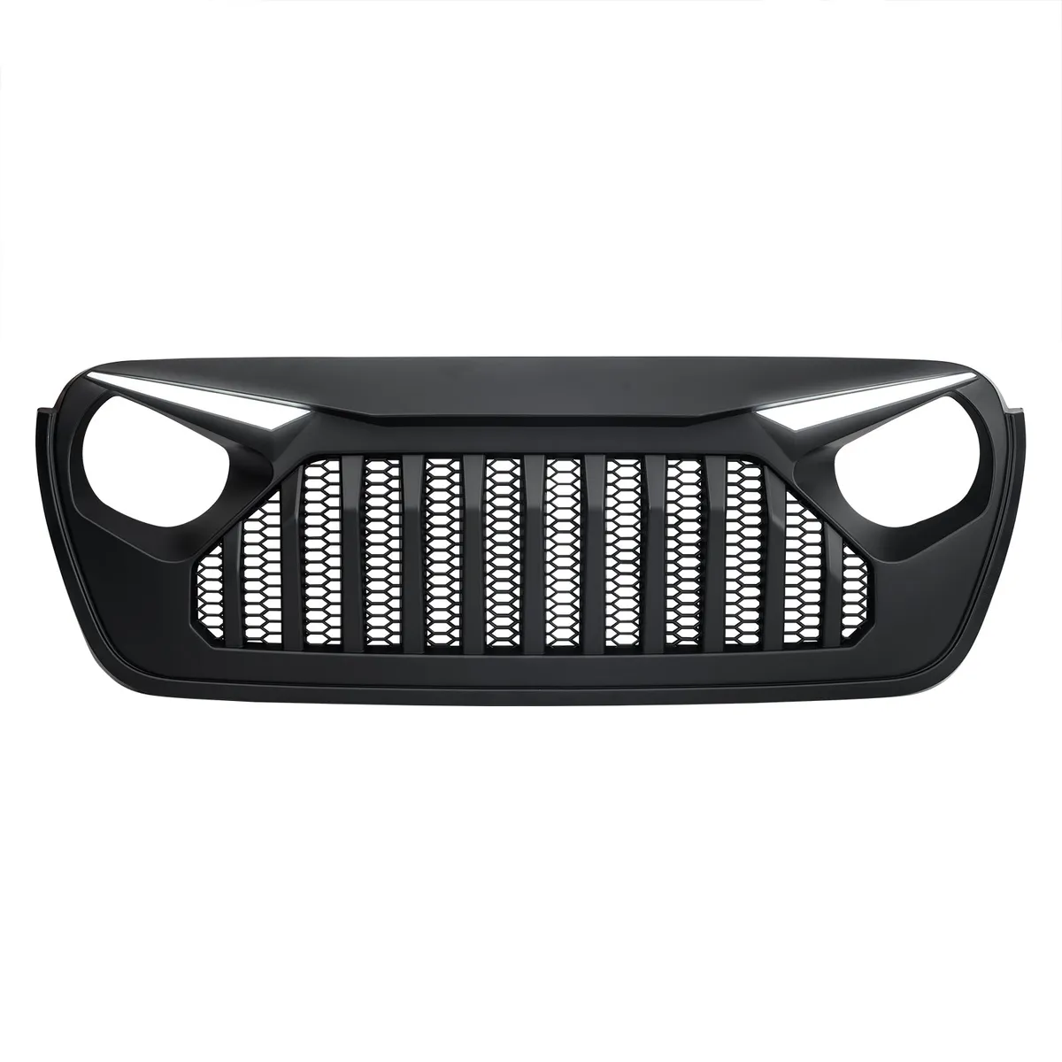 Gladiator Vader Grille W/ LED Eyebrow DRL and Turn Signals - Matte Black For 18+ Jeep Wrangler JL & Gladiator JT W/O Trailcam product image