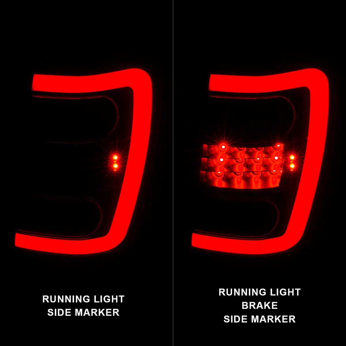 LED Tail Lights w Light Bar Black Housing Clear Lens Jeep Grand Cherokee 1999-2004 product image