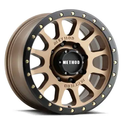 Method Race Wheels Aluminum Wheels 18x9 NV HD MR305 Bolt Pattern 8 On 180 Offset 18 Lip Size 1.38 Method Bronze BRZ Black Street Loc Method