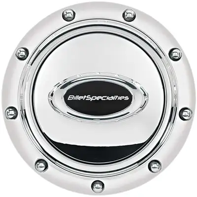 Billet Specialties Horn Button Riveted Polished w/Black Logo