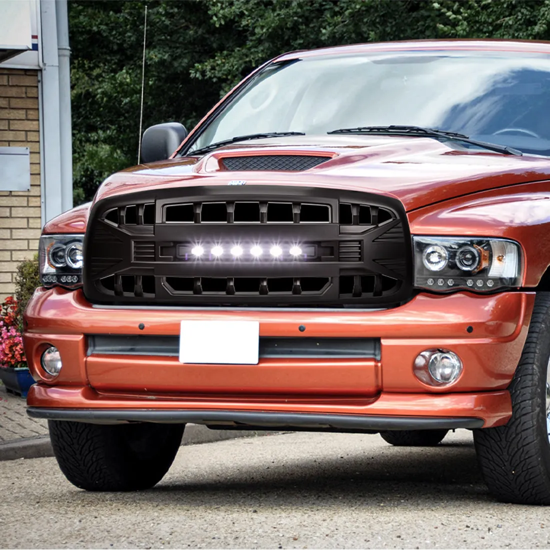 Armor Grille W/ Off-Road Lights - Matte Black For 2002-2005 Dodge Ram 1500/ 2500/ 3500 product image