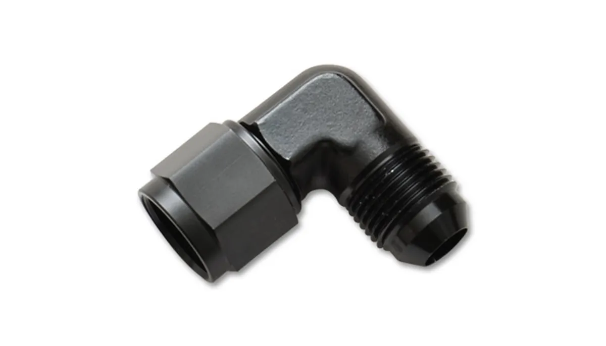 90 Degree Swivel Adapter Fitting; -10AN Female x -10AN Male; 6061 Aluminum; Black Anodized; product image