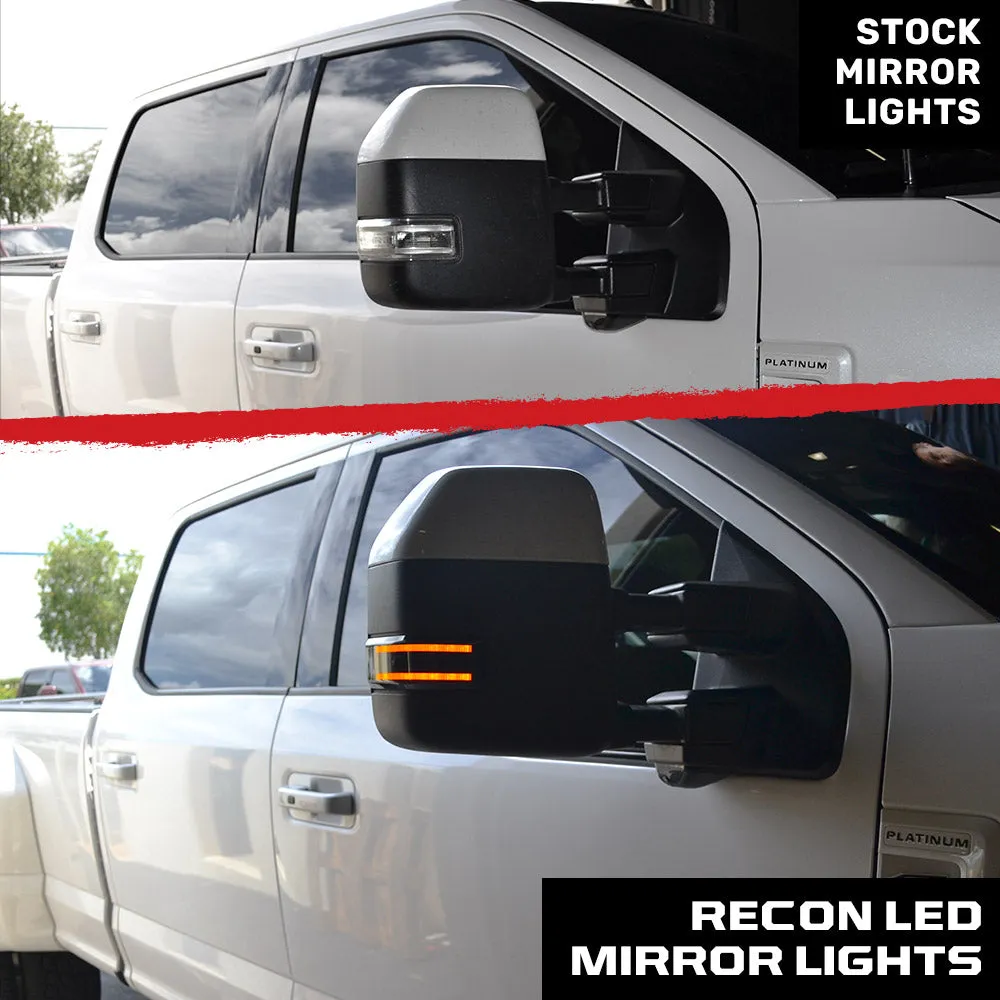 Ford 17-19 F250f350f450 Superduty Side Mirror Lenses 2-Piece Set w Amber LED Running Lights Amber Flashing LED Turn product image