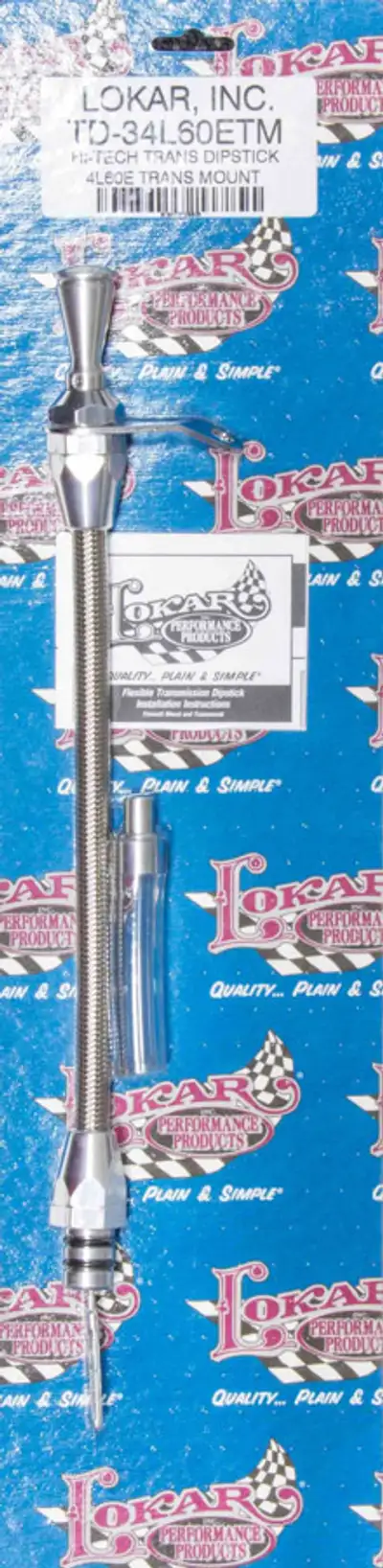 Lokar Hi-Tech Flexible Braided Transmission Dipstick; Transmount; Incl. Flexible Inner Dipstick/Funnel Adapter/Braided Stainless Outer Housing; Stainless Steel Finish;