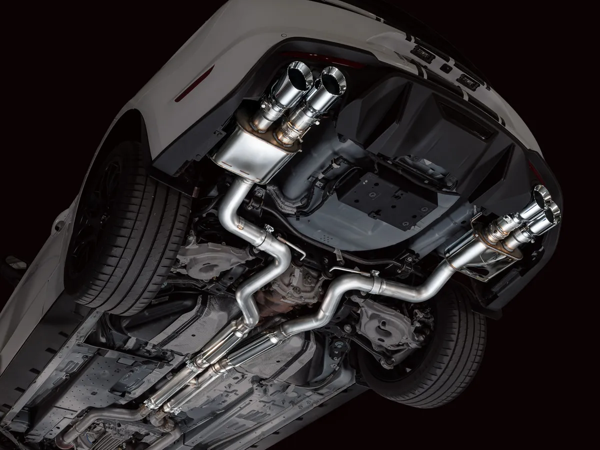 AWE Touring Edition Cat-back Exhaust for the '18-'23 S550 Mustang GT - Quad Chrome Silver Tips product image