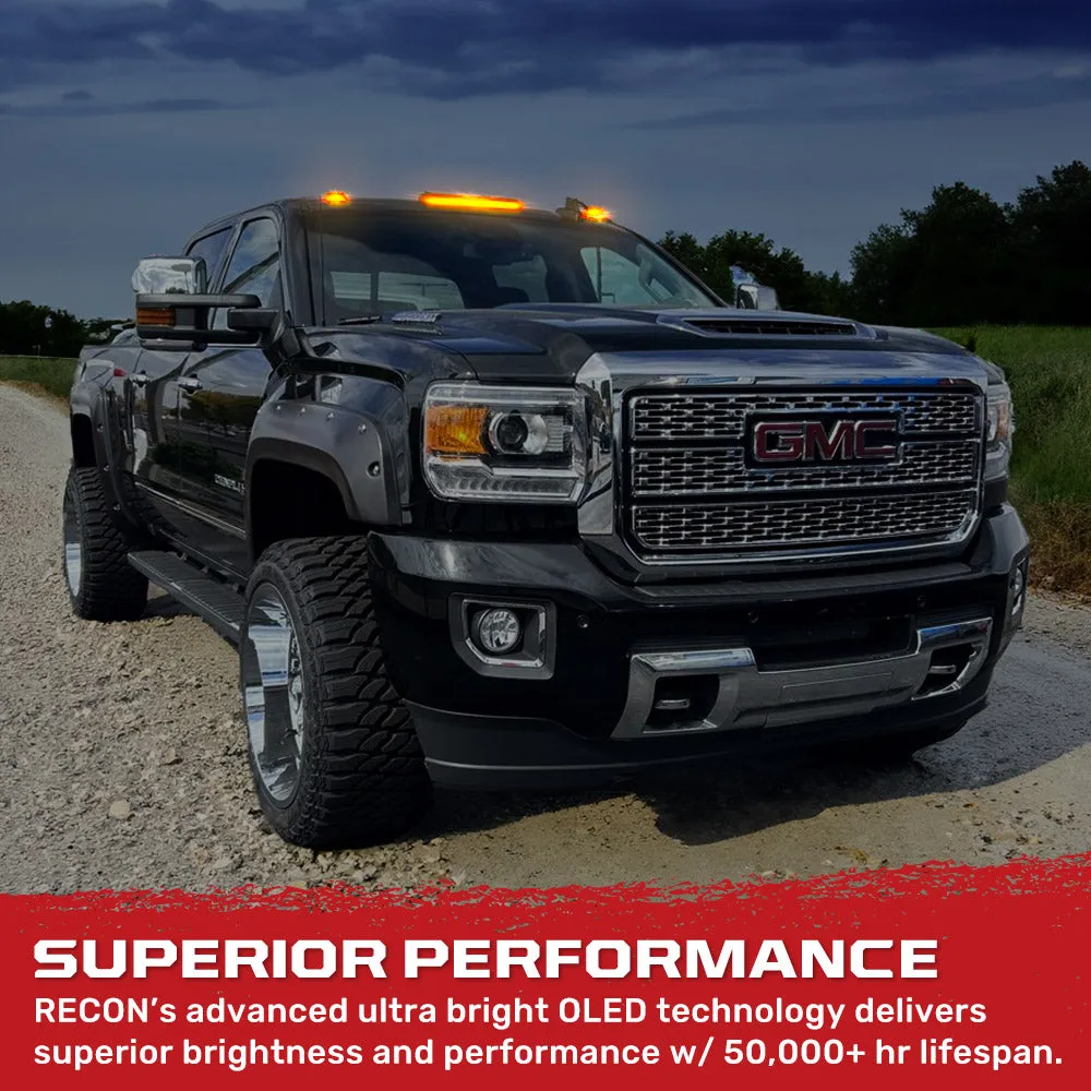 Gmc Chevy 15-19 3rd Gen Body Style Heavy-Duty 3-Piece Set Smoked Cab Roof Light Lens With 2-Way Forward Rear Facing White Ultra High-Power Leds - Plug-N-Play Installation Replaces OEM Installed Cab Roof Lights product image