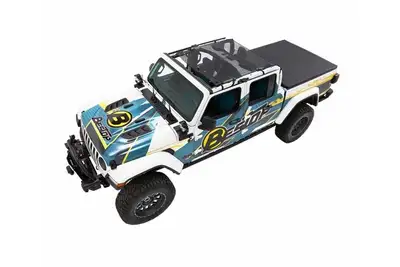 Bestop Jeep Gladiator Bikini Top Sun Extended Safari Style Bikini Top For Jeep 2020-2024 Gladiator Mesh Bestop