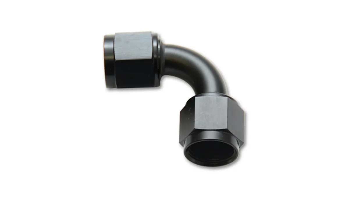 Female 90 Degree Union Adapter Fitting; -20AN x -20AN; 6061 Aluminum; Black Anodized; product image