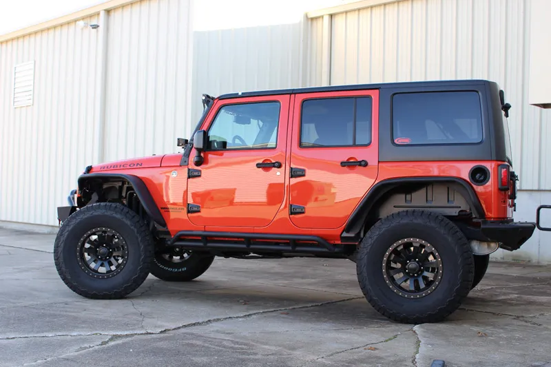 Jeep JK Rock Sliders 4 Door 07-18 Wrangler JK Unlimited Steel Black Textured Powdercoat Fishbone Offroad product image