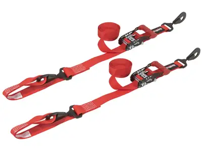 SpeedStrap 1.5 Inch x 10' Ratchet Tie-Down w/ Soft-Tie 2 Pack Red SpeedStrap