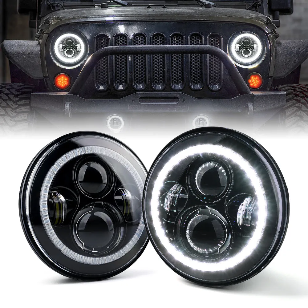 LED Halo Headlights for 2007-2018 Jeep Wrangler JK product image