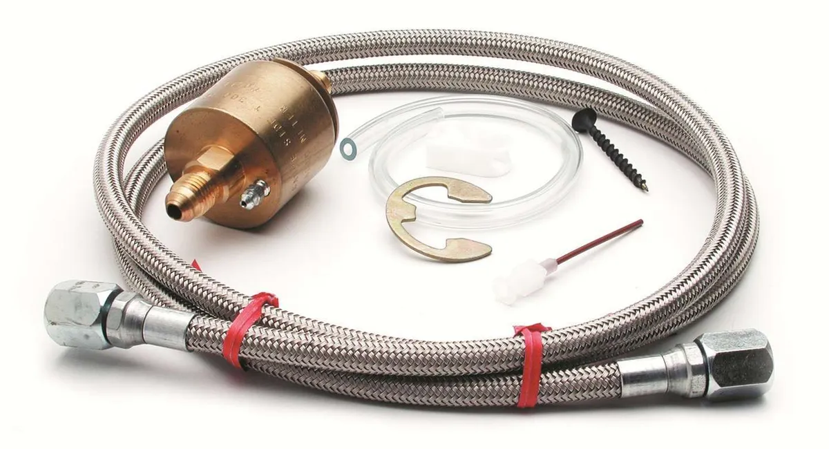 AutoMeter Autometer 5282 Fuelp Isolator Kit, For 100psi Ga, Brass, Incl. 4ft. #4 Braided Stainless Line