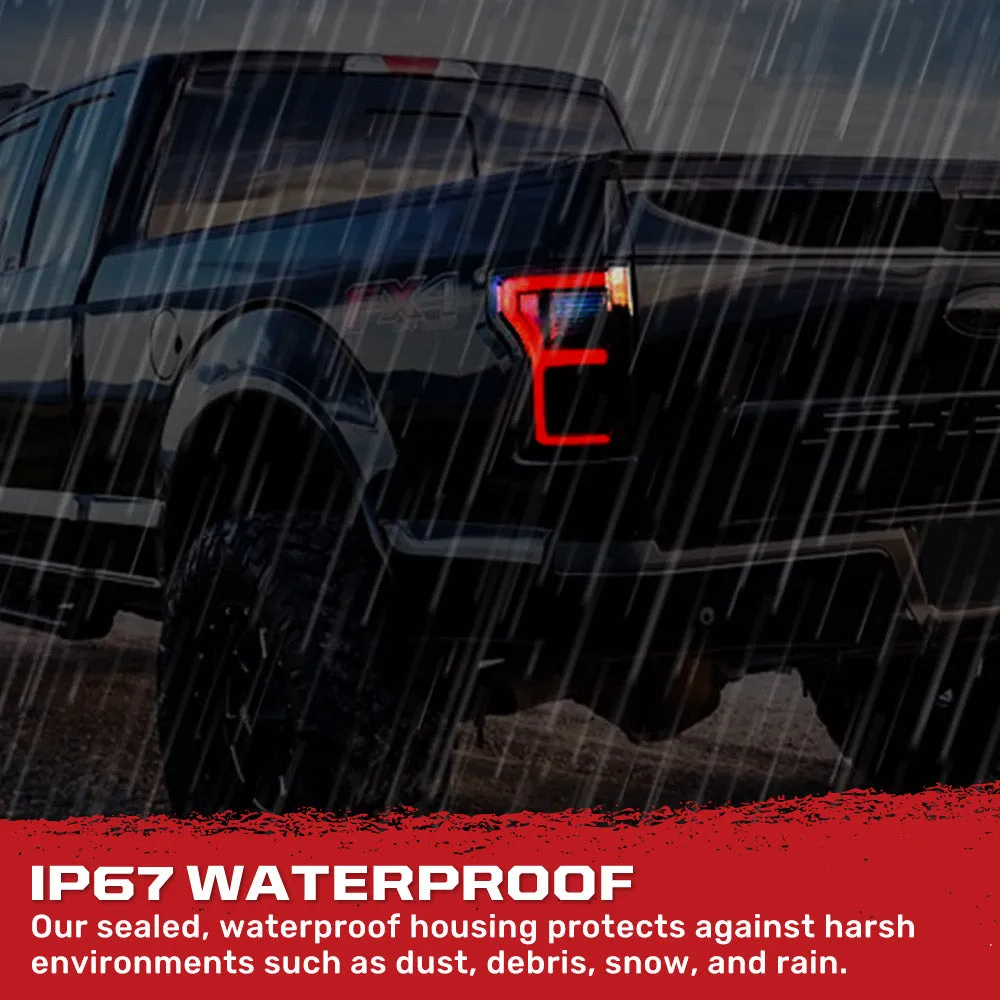 Ford F150 15-17 And Raptor 17-19 Replaces OEM LED Style Tail Lights w Blind Spot Warning System Oled Tail Lights - Cle product image