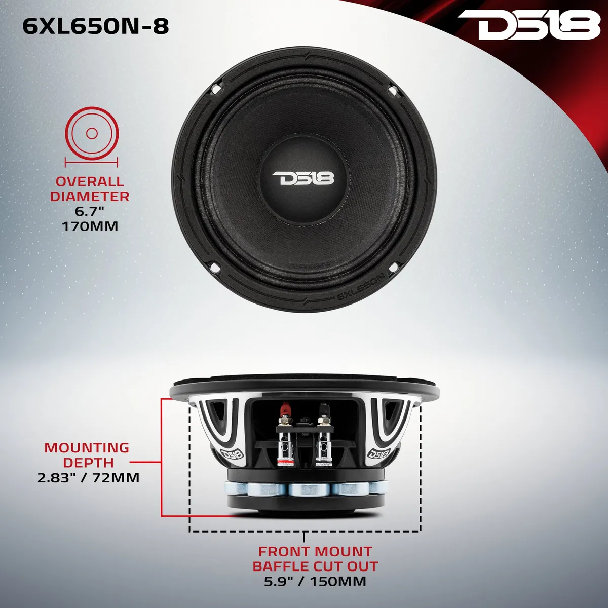 XL 6.5" Neodymium Rings Mid-Range Loudspeaker 325 Watts Rms 8-Ohm product image