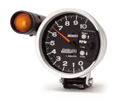 AutoMeter Gauge, Tach, 5", 10k RPM, Pedestal w/ ext. Shift-Lite & Mem, Black, Auto Gage