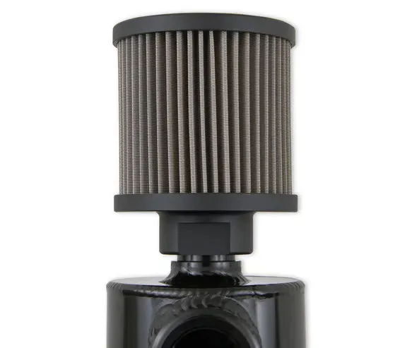 Earl's Black w/ Billet Filter, Drain Valve, -12 AN O-Ring Port (Inlet) & Mounting Brackets. 1/8" NPT on Drain Valve for Optional Remote Outlet Hose product image