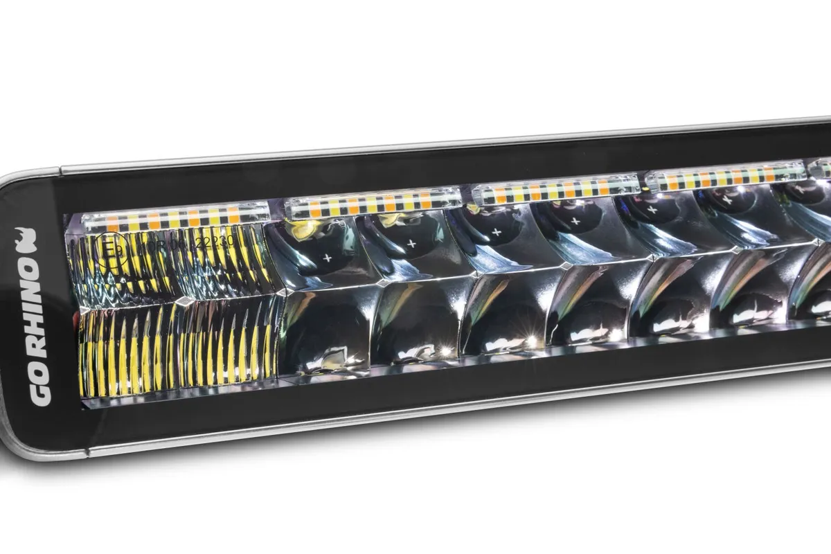 go Rhino 752002112cds Blackout Combo Series - Doubleline 20 Double Row LED Light Bar W/Amber Leds product image