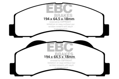 EBC Brakes Truck/SUV Extra Duty Brake Pads; FMSI Pad No. D1414; Vented; 350mm Dia.; 49.5mm Height; 34mm Thick; 90mm Center Hole Dia.; Pad Dimensions: 194 x 64.5 x 18mm;