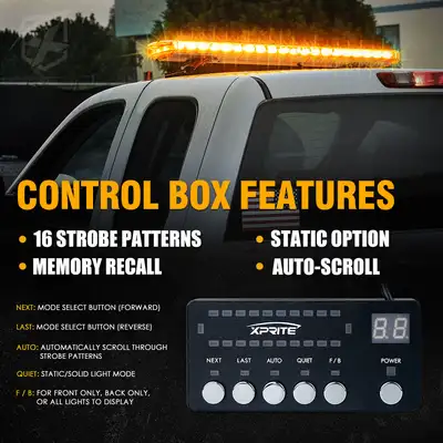 Xprite 48" LED Rooftop Strobe Light Bar with Mounting Brackets | Amber Crane Series