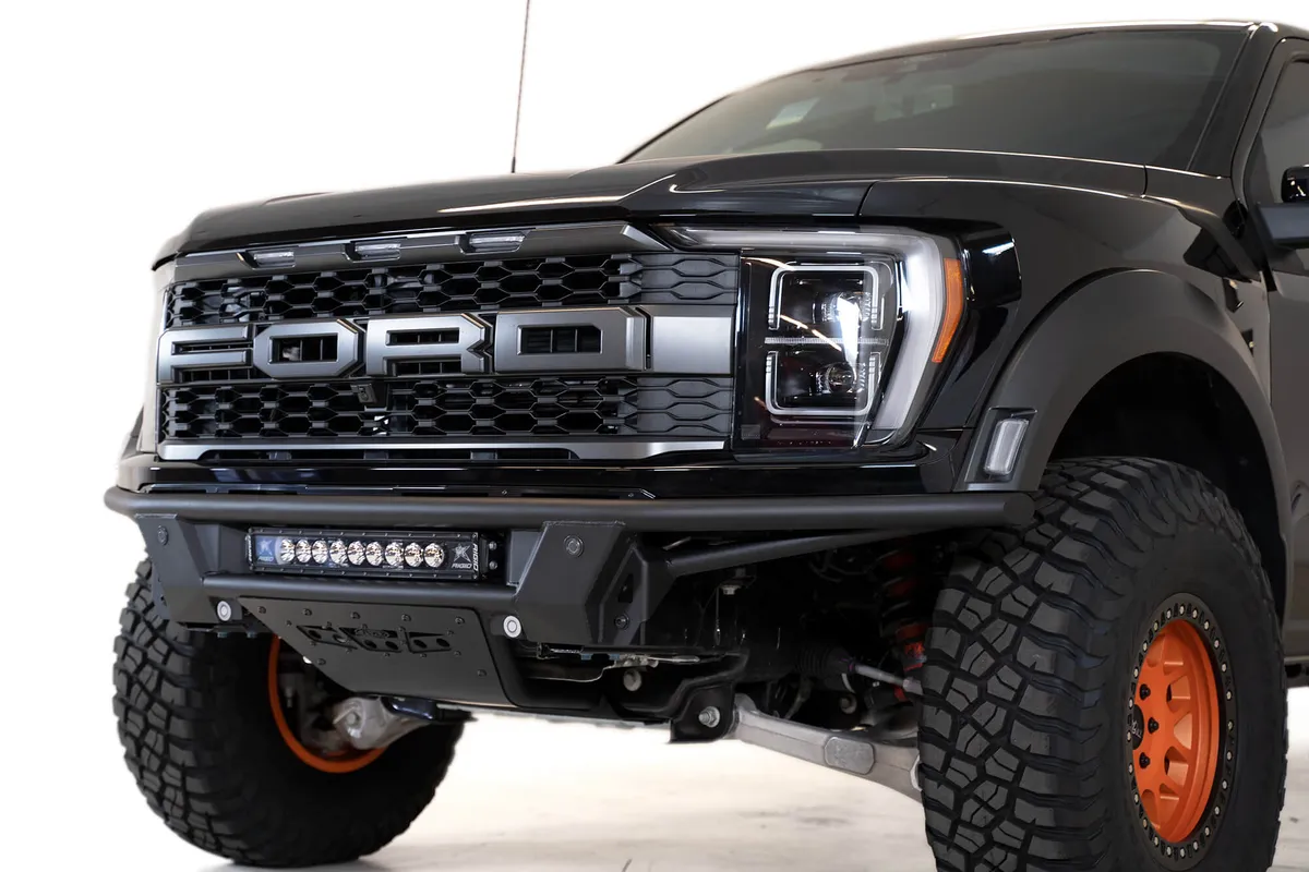 Ford Raptor 2022 - Up Pro Bolt-On Front Bumper with Mounts for 6 Cube LightsUniversal 20 in Hammer Black with Satin Black panels product image