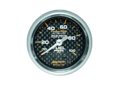 AutoMeter Gauge, Fuel Pressure, 2 1/16", 100psi, Mechanical, Carbon Fiber