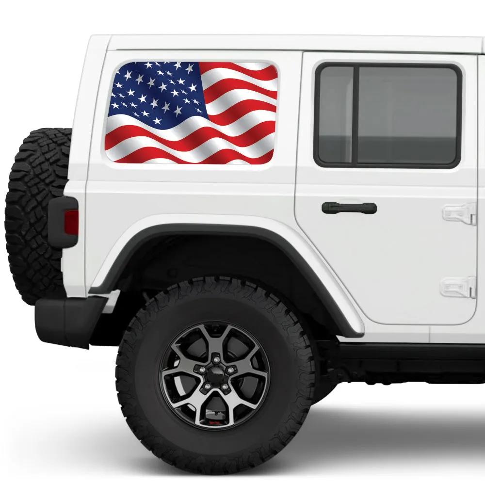Wavy Old Glory Side Windows Printed Vinyl Decal product image