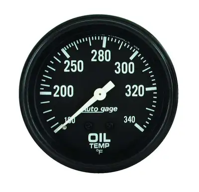 AutoMeter Gauge, Oil Temperature, 2 5/8" 100-340?F, Mechanical, Black, AutoGage