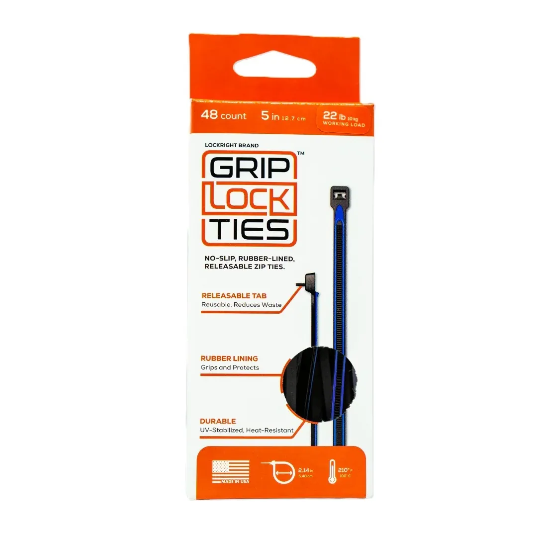 GripLockTies® 5" Rubber-Lined, Reusable Cable Ties - 48 Count product image