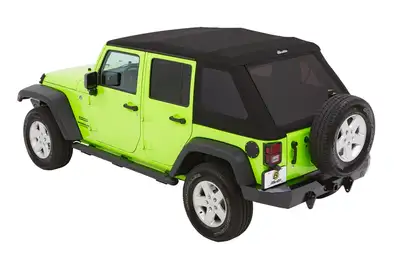 Bestop Jeep Wrangler Trektop Glide Slantback Soft Tops For Jeep 2007-2018 Wrangler JK 4 Door Black Premium Twill Bestop