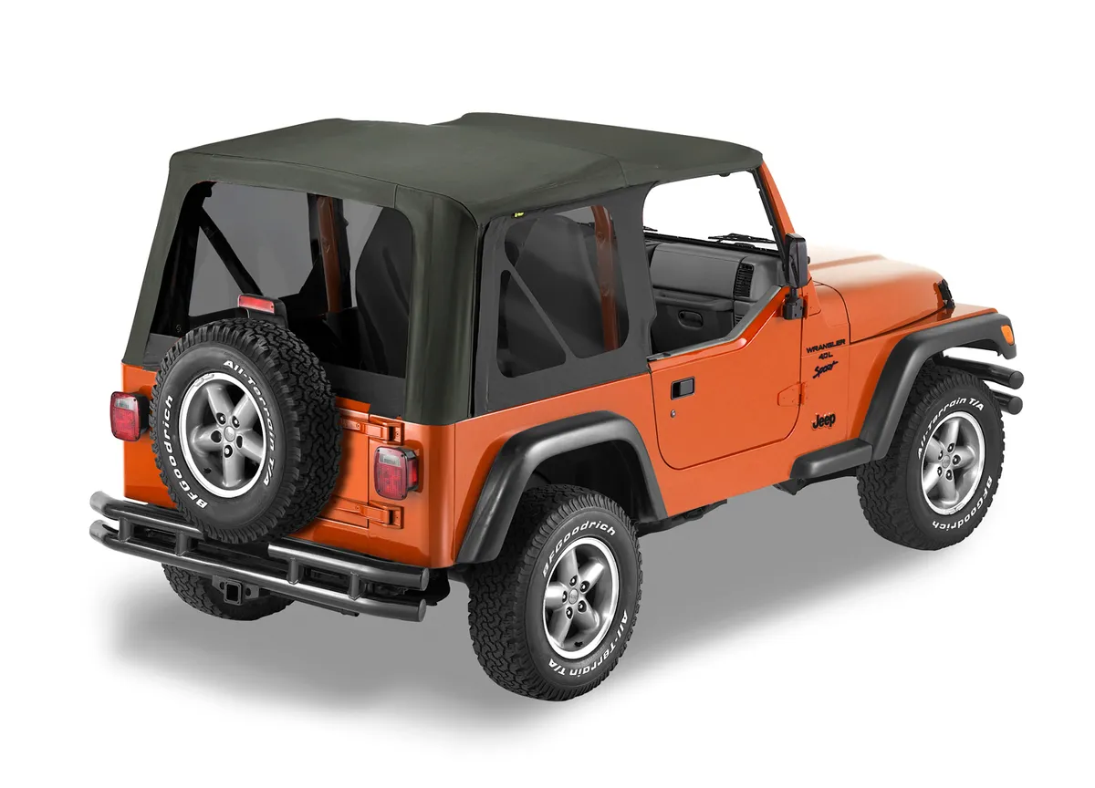 Bestop Black Diamond Replace-a-Top, Sailcloth Sailcloth Replace-a-Top Jeep 03-06 Wrangler; Except Unlimited; No door skins included; Tinted side and rear windows
