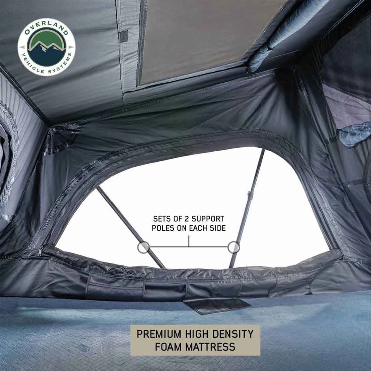 Overland Vehicle Systems XD Sherpa S3S - Soft Sided Roof Top Tent, 3 Person, Grey Body and Black Rainfly Overland Vehicle Systems