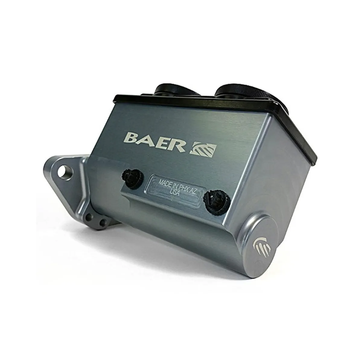 Remaster Master Cylinder 2-Bolt GM/Ford Gray Anodized Finish Right Port 0.875 Inch (7/8 Inch) Bore Baer Brakes product image