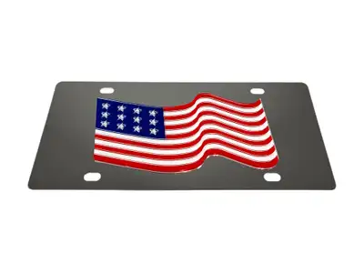 Eurosport Daytona Waving American Flag Stainless Steel License Plate