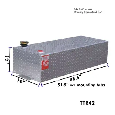Aluminum Tank Industries Inc DOT Approved 42 Gal Diamond Plate Alum Rectangle Refueling Tank