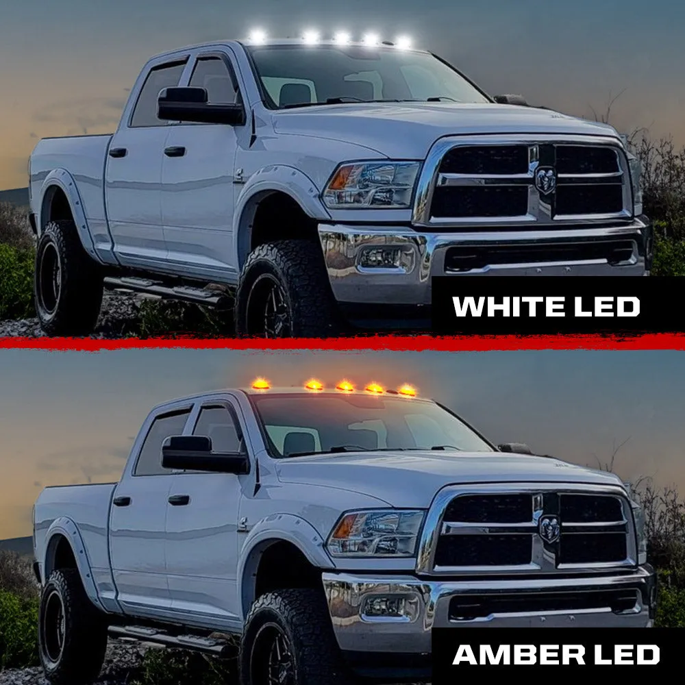 Dodge 03-19 Heavy-Duty 2500 and 3500 5-Piece Set Clear Cab Roof Light Kit with White and Amber Strobe LEDs and White o product image
