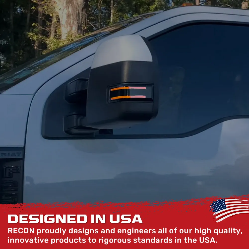 Ford 17-19 F250f350f450 Superduty Side Mirror Lenses 2-Piece Set w Amber LED Running Lights Amber Flashing LED Turn product image
