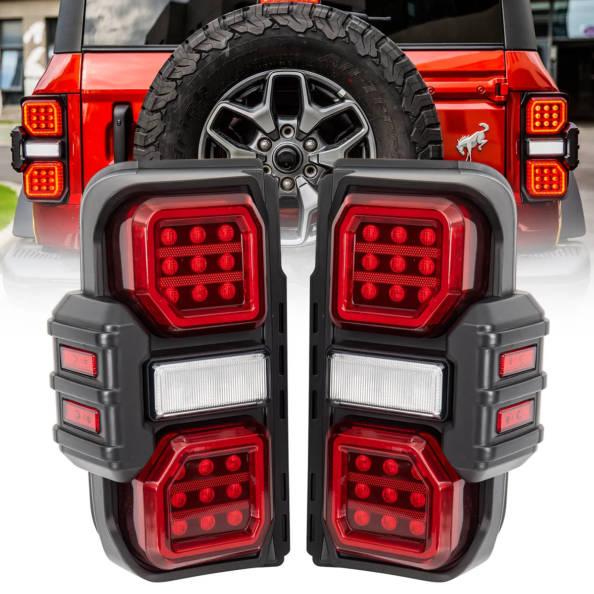 Raptor Style LED Tail Lights W/ Starting Animation For 21+ Ford Bronco ( Excluding Raptor, Sport ) product image